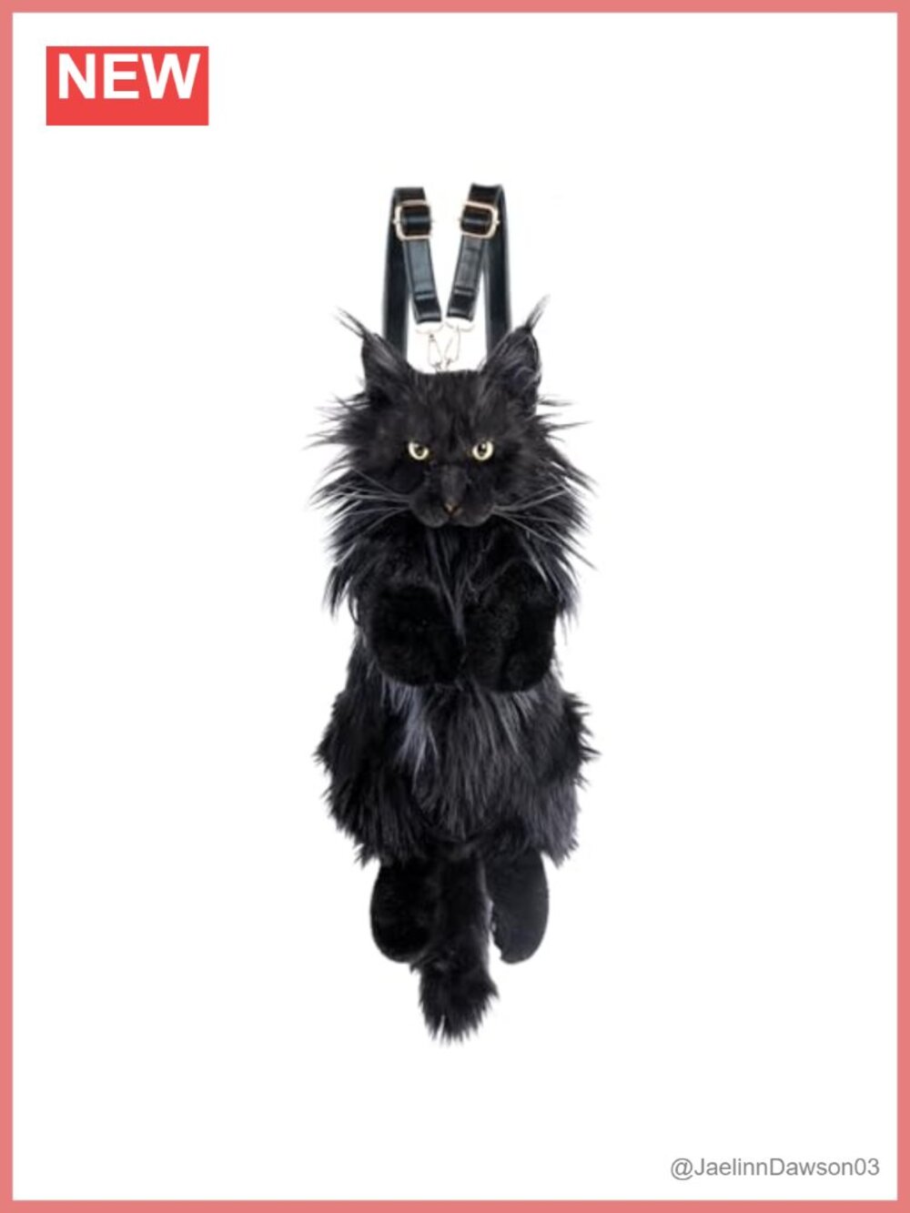 Realistic Handmade Plush Cat Shaped Backpack, Soft Stuffed Animal Bag,